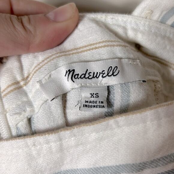 NWT Madewell Linen Cotton Princess-Seamed Midi Dress in Desert Dune Stripe - Picture 14 of 15